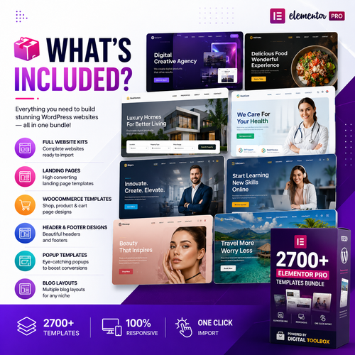 2700+ Elementor Pro Templates Bundle for WordPress