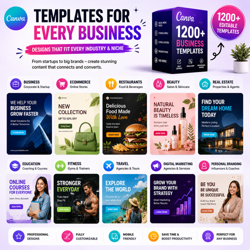 Canva Bundle – 1200+ Business Editable Templates