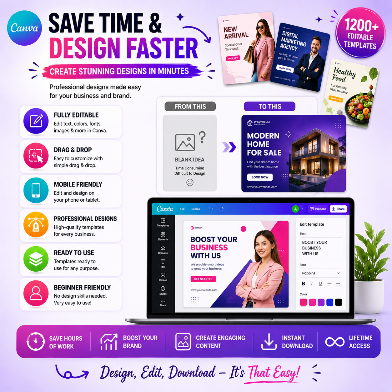 Canva Bundle – 1200+ Business Editable Templates