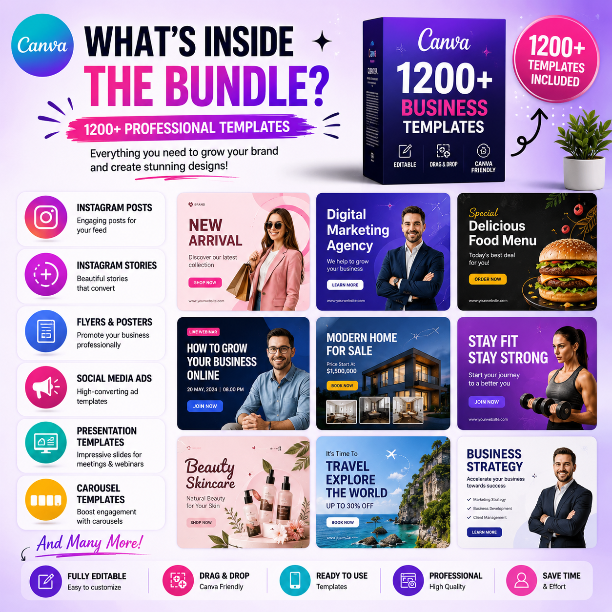 Canva Bundle – 1200+ Business Editable Templates