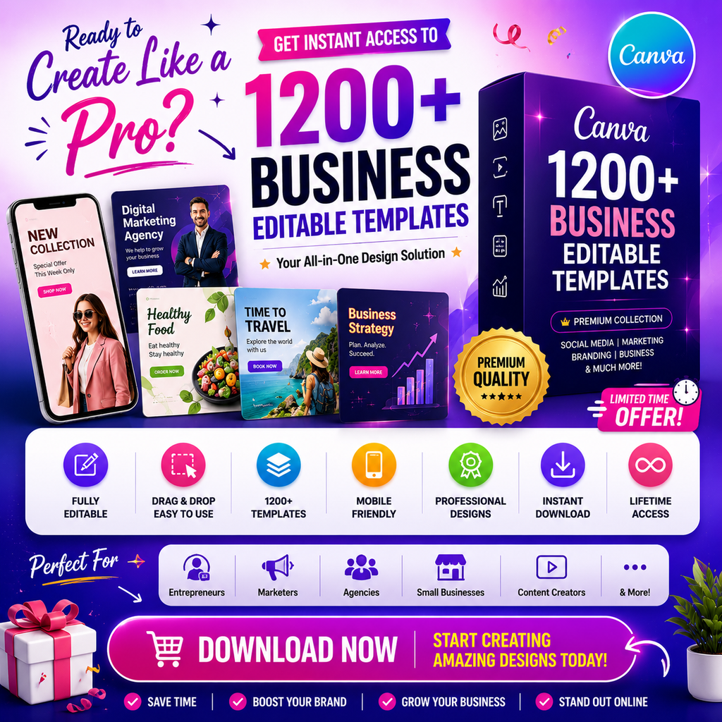 Canva Bundle – 1200+ Business Editable Templates